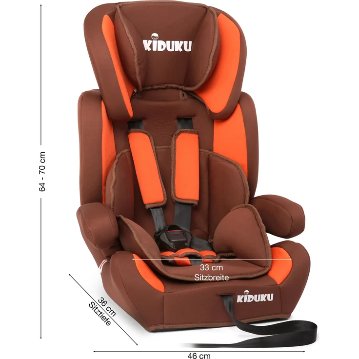 KIDUKU Autokindersitz, Braun/Orange, 9-36 kg (Gruppe 1/2/3) – Bild 2