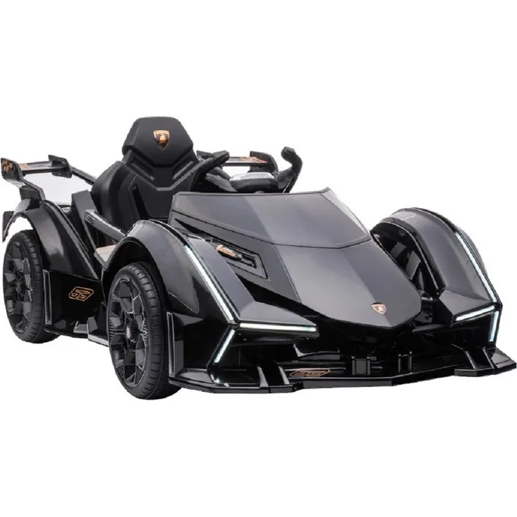 Kinderfahrzeug - Elektro Auto "Lamborghini V12 Vision Gran Turismo" - lizenziert - 12V7AH, 2 Motoren- 2,4Ghz Fernsteuerung, MP3, Ledersitz+EVA-Schwarz