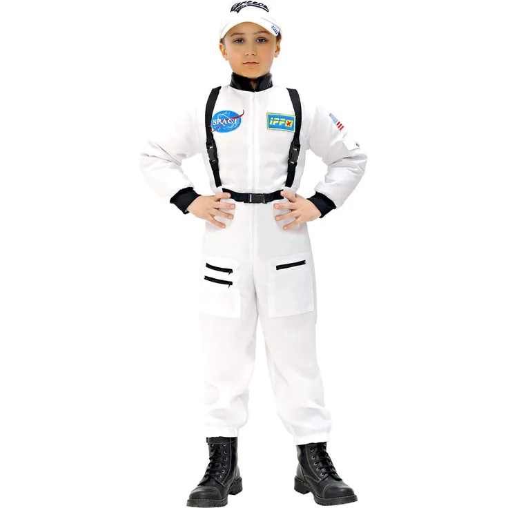 Widmann - Kinderkostüm Astronaut, Overall mit Patches, Weltall, Karneval, Mottoparty