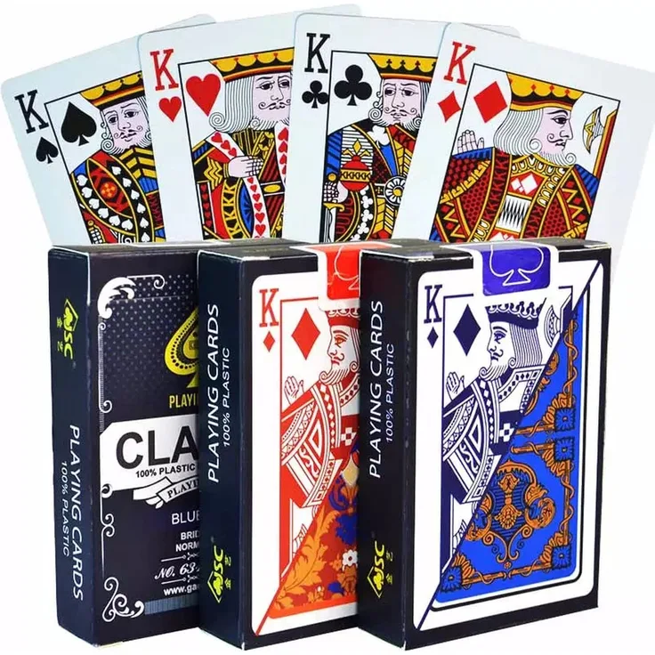 Plastik Spielkarten | Wasserfestes Kartenspiel | Professionelle Qualität | 100% Wasserdichter Kunststoff | Luxus-Design Mit Klassischer Karte | Deutsche Größe | Skat & Poker | Blau