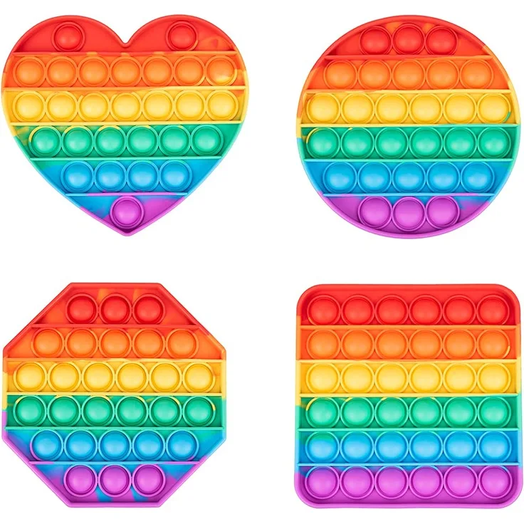 Pop on It für Kinder I Pop Bubble 4er Geschenkset I Wasserfestes Fidget Toy Set I Poppets aus hochwertigem Silikon I Regenbogen Antistress Spielzeug