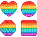 Pop on It für Kinder I Pop Bubble 4er Geschenkset I Wasserfestes Fidget Toy Set I Poppets aus hochwertigem Silikon I Regenbogen Antistress Spielzeug