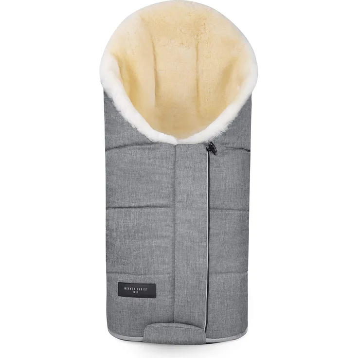 Werner Christ Baby, Lammfell Kinderwagen-Fußsack TULAVARIO – Buggy Lammfellfußsack (Kinder ab 6 - bis 36 Monate) aus medizinischem Fell, in Grigio (grau-meliert)