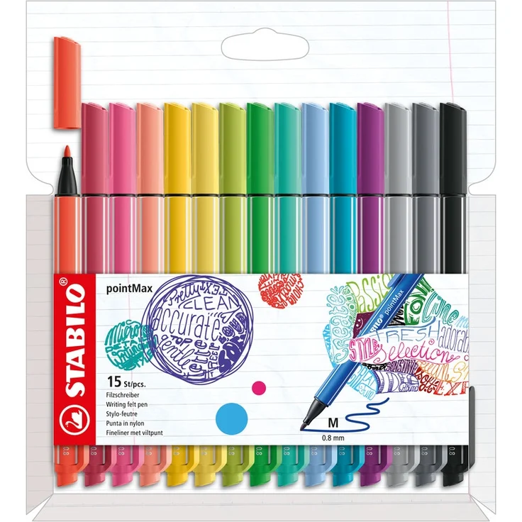 Filzschreiber - STABILO pointMax - 15er Pack - mit 15 verschiedenen Farben - Preisvergleich – Bild 1