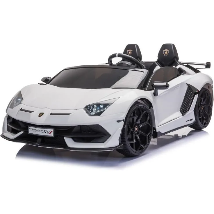 Kinderfahrzeug - Elektro Auto "Lamborghini Aventador SVJ Doppelsitzer" - lizenziert - 12V7AH, 2 Motoren- 2,4Ghz Fernsteuerung, MP3, Ledersitz+EVA+Lackiert-Weiss