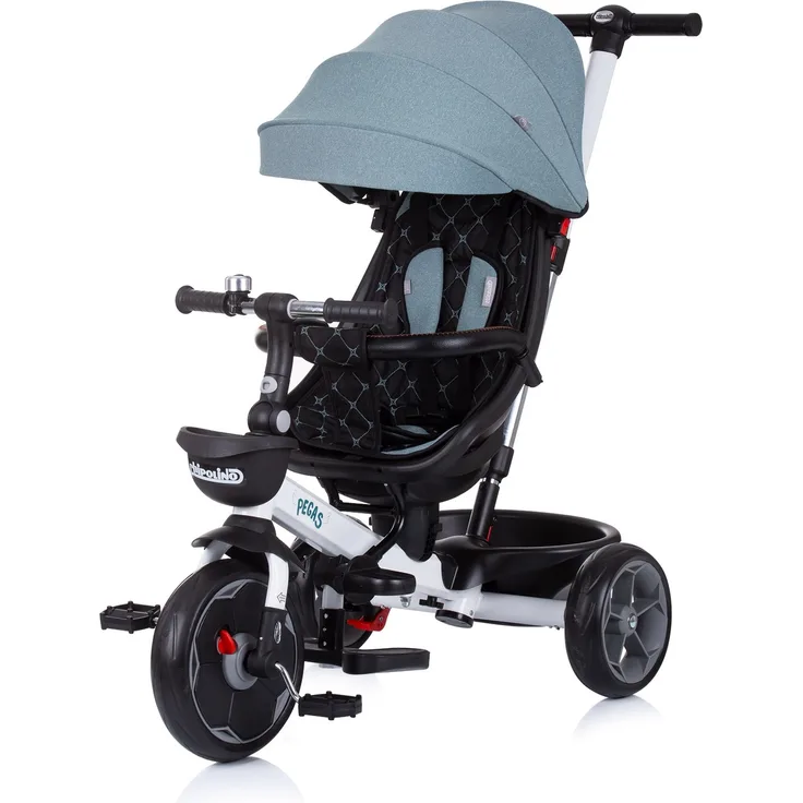 Chipolino Tricycle 4 in 1 Pegas verstellbar, Sitz umkehrbar, Schiebestange, Dach grün