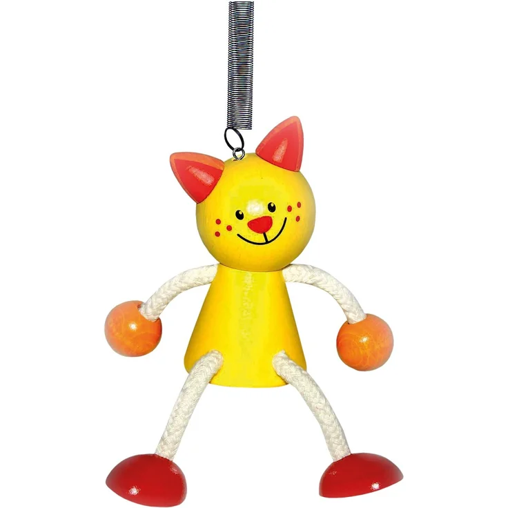 Hess Holzspielzeug 14715 - Schwingfigur aus Holz mit Metallfeder, Katze, für Kinder ab 3 Jahren, handgefertigt, Geschenk zum Geburtstag, Weihnachten oder Ostern – Bild 1