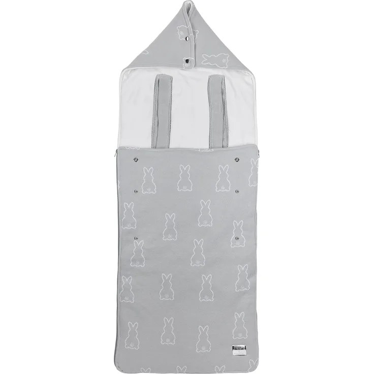Meyco X MrsKeizer buggy Fußsack - samtweichem Plüsch gefüttert - Rabbit - 45x130cm - Silber