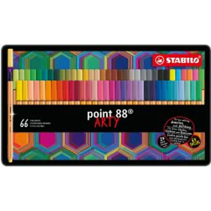 Fineliner - STABILO point 88 - ARTY - 66er Metalletui - mit 65 verschiedenen Farben - Preisvergleich – Bild 1