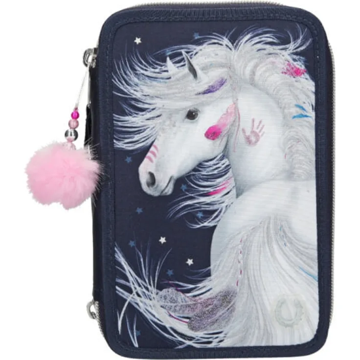 Depesche 10528 Federtasche 3 Fach, Miss Melody, blau, ca. 20 x 13 x 7 cm, bunt