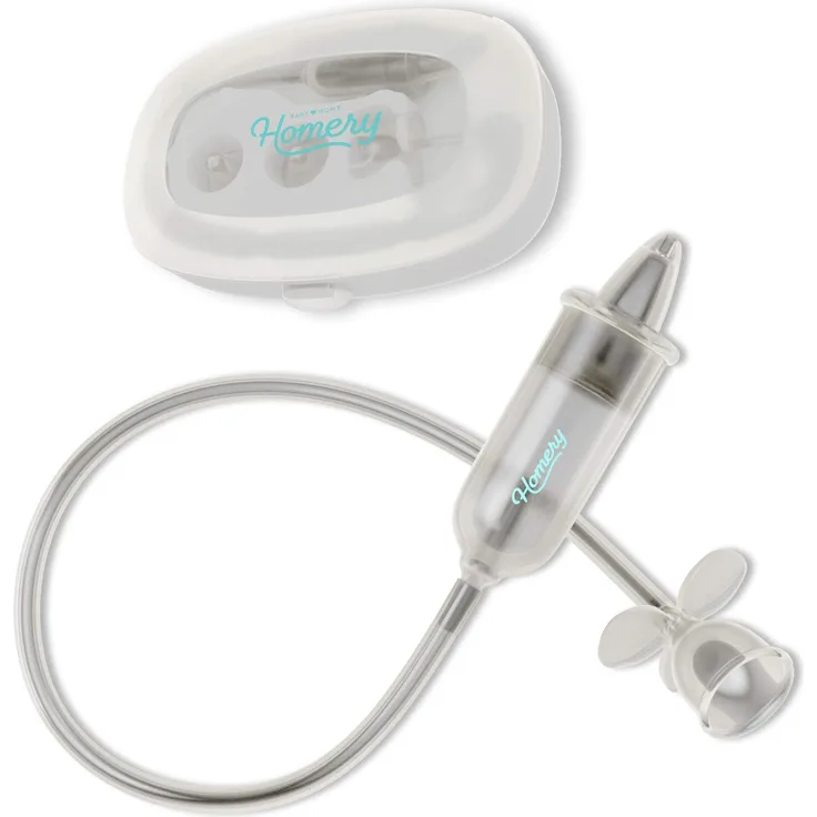 Nasensauger Baby für Neugeborene und Kleinkinder, Baby Nasenreiniger aus medizinischen Silikon von Homery - Wiederverwendbar, mit Filter, Reserve-Aufsatz und Detailanleitung