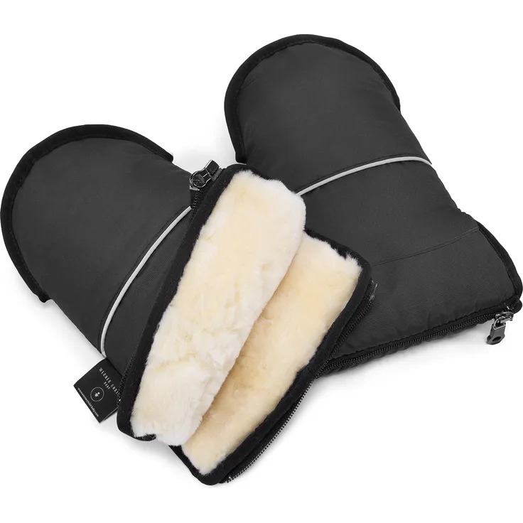 Lammfell Handwärmer von WERNER CHRIST BABY – GLOVY Handschuhe sind der ideale Kinderwagen-Muff aus medizinischem Fell, warmer universaler und wasserabweisender Handmuff, in stone (dunkelgrau)