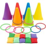 THE TWIDDLERS 3 in 1 Kinderparty Wurfspiele - Ringwurfspiel, Kegel & Sandsäcke - Schule, Kindergeburtstag, Drinnen & Draußen - Preisvergleich