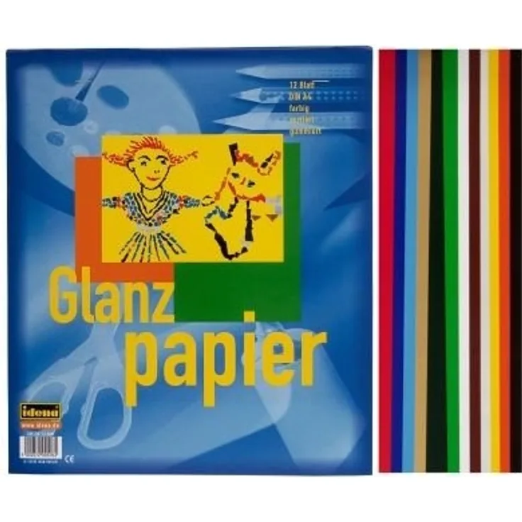 Glanz- und Buntpapier A4 12 Blatt gummiert