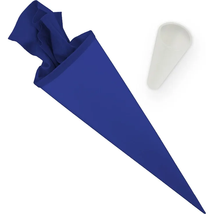itenga Set Bastelschultüte rund 70 cm inkl. Spitzenschutz - Schultüte Zuckertüte Rohling 1. Schuljahr (Blau)