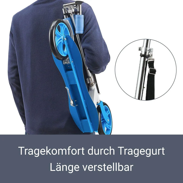 ArtSport 24622 'Cityroller Skaterboy' Scooter, ab 3 Jahren, 3-fach höhenverstellbar bis 106 cm, klappbar, max. belastbar bis 100kg, blau – Bild 4