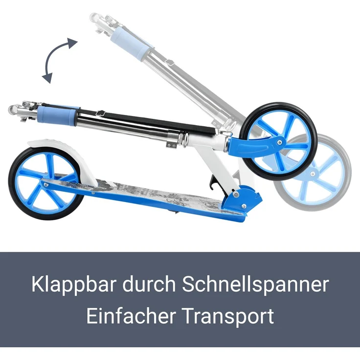 ArtSport 24622 'Cityroller Skaterboy' Scooter, ab 3 Jahren, 3-fach höhenverstellbar bis 106 cm, klappbar, max. belastbar bis 100kg, blau – Bild 3