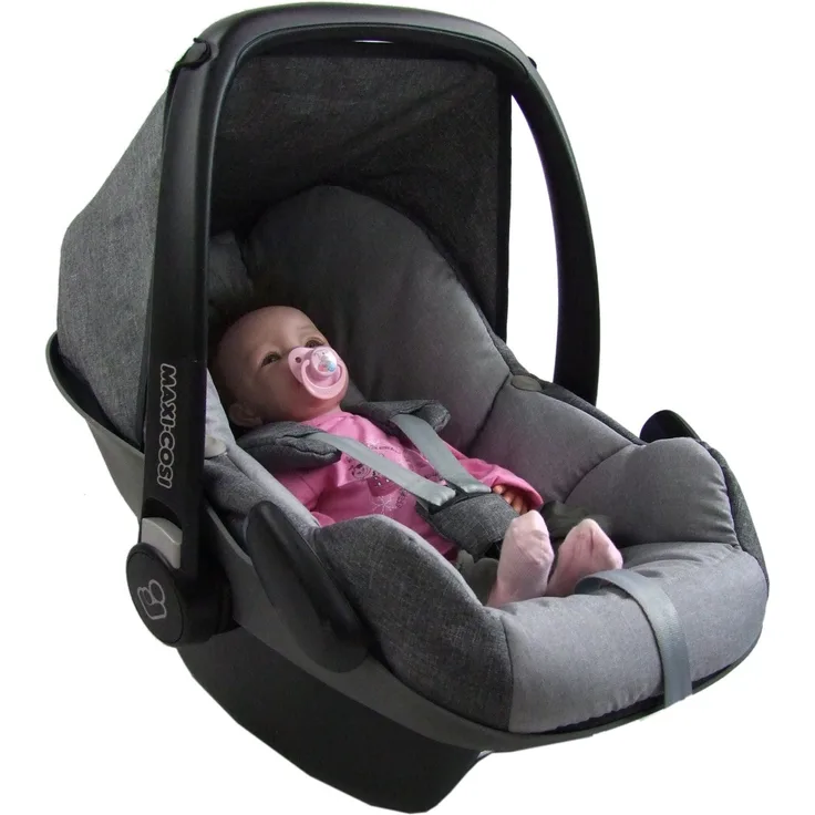 BAMBINIWELT Bezug Ersatzbezug kompatibel mit Maxi-Cosi Pebble für Babyschale 5-tlg Komplett-Set (meliert grau-hellgrau)