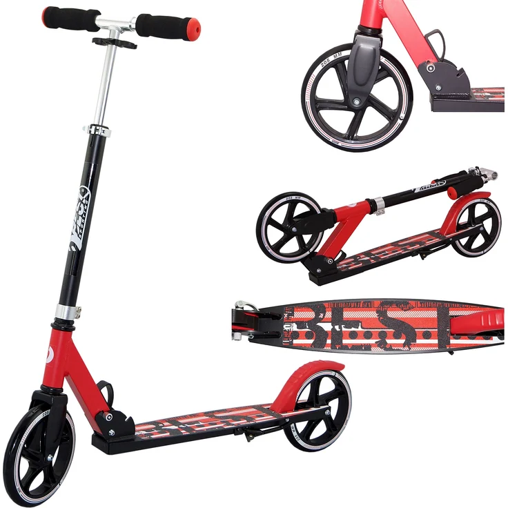 Best Sporting Scooter 205er Rolle, klappbarer City-Roller rot-schwarz – Bild 2