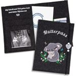 ZWEN Mutterpasshülle Koala grau - Mutterpasshülle filz für deutschen Mutterpass handmade - Mutterpass Organizer mit Fächern für Ultraschallbild, Impfpass etc. als Schwangerschaft Geschenk