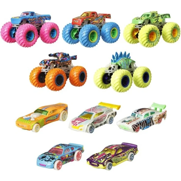 Hot Wheels Monster Truck Glow In The Dark Car Bundle