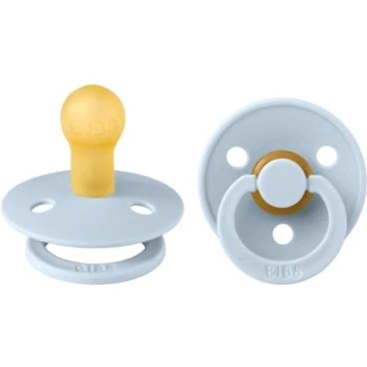 BIBS Colour Schnuller 2er Pack | BPA-frei | Kirschform Nippel | Naturkautschuk Baby Blue 0-6 Monate – Bild 2