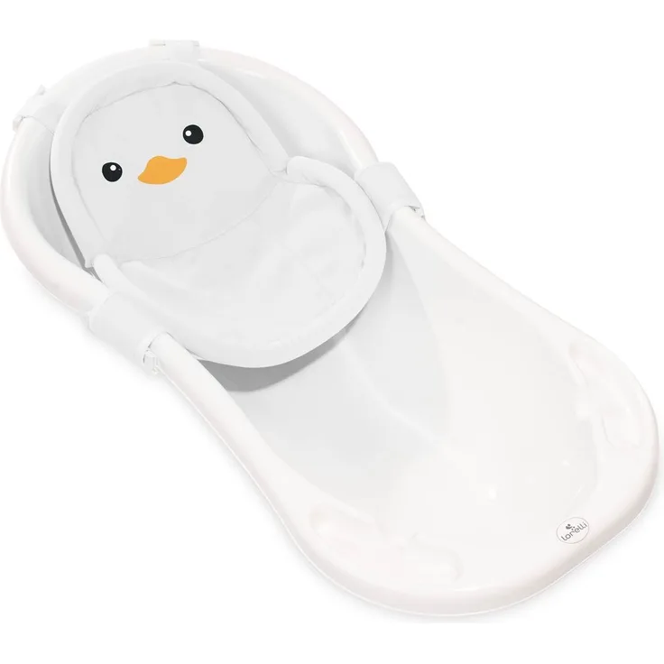 Lorelli Baby Badenetz Pinguin, Clips aus Kunststoff, Badewannennetz, ab Geburt weiß