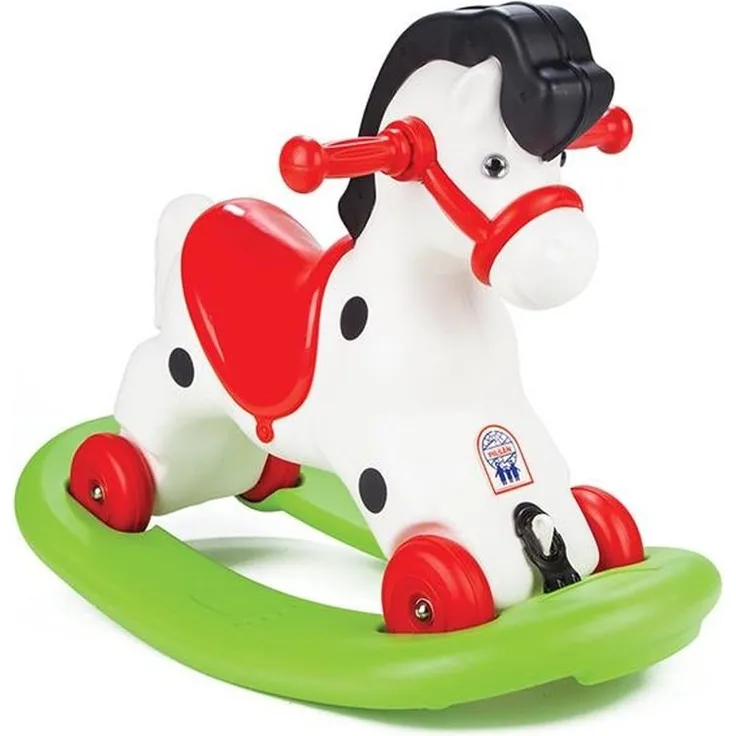 Rocking Horse mit Musik - Schaukelpferd und Rutscher 2 in 1 mit Rollen bis 50 kg