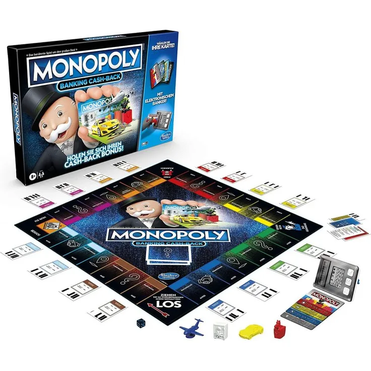 Monopoly 'Banking Cash-Back' Brettspiel, ab 8 Jahren, 2-4 Spieler, mit elektronischem Kartenleser, Cash-Back Bonus, bargeldloses Zahlen, Scan-Technologie