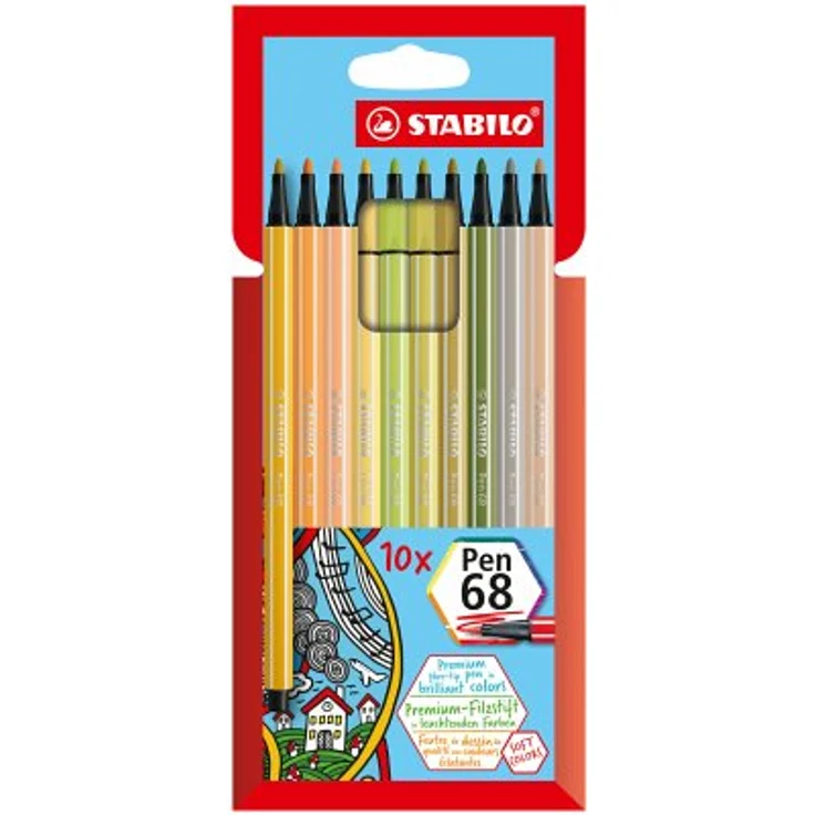 Premium-Filzstift - STABILO Pen 68 - 10er Pack - mit 10 verschiedenen Farben - Preisvergleich – Bild 2