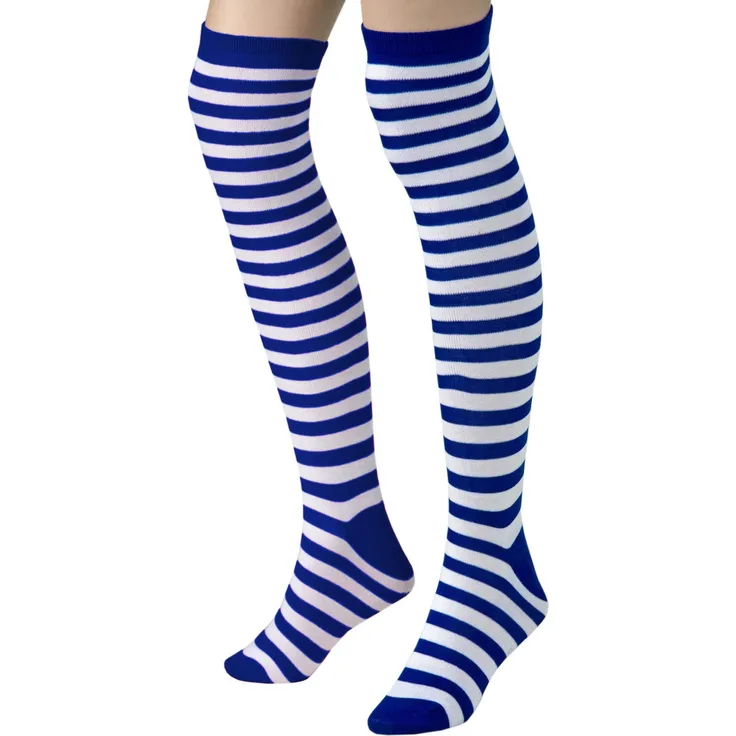 Festartikel Müller Überkniestrümpfe in der Farbe  Blau und Weiß für Erwachsene mit einer Länge von 85 cm,  910. 568. 32