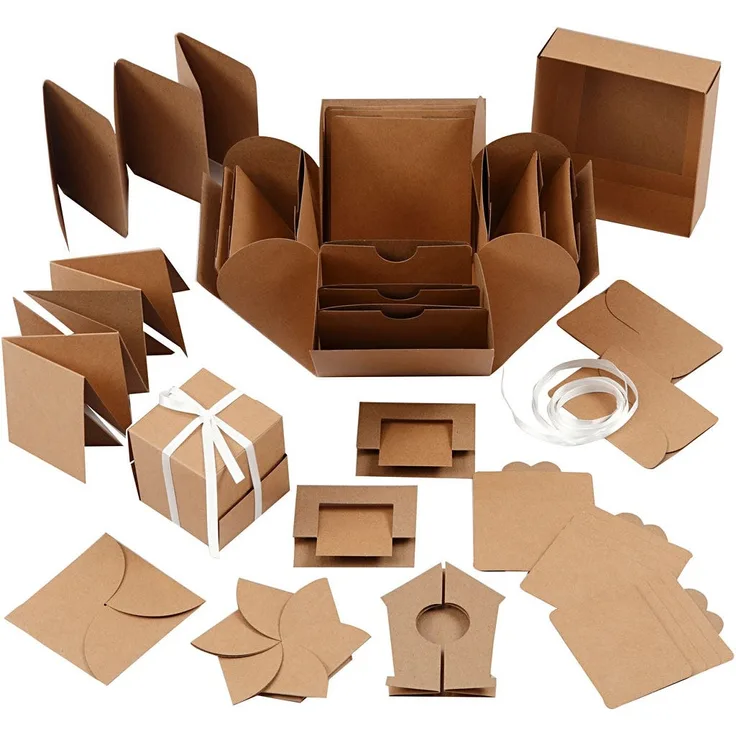 Creativ Company Explosion Box, Natur, Größe 7x7x7,5+12x12x12 cm, 1 Stck.