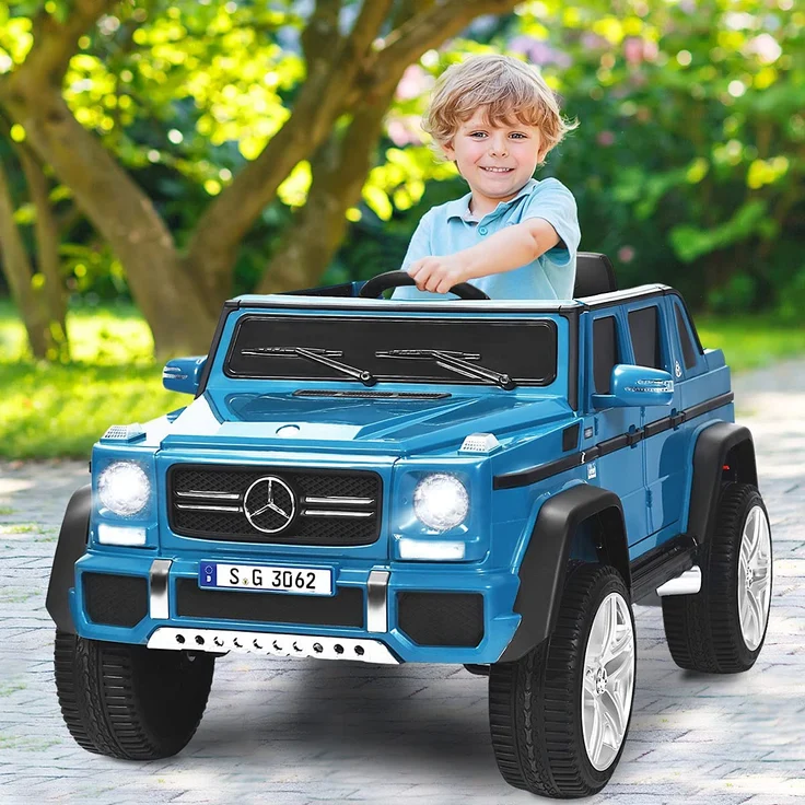 COSTWAY Mercedes Benz 12V Kinderauto mit 2,4G-Fernbedienung, Elektroauto mit MP3, Musik, Hupe und LED-Leuchten, Jeep Auto 2,5-5,5km/hm, Kinderfahrzeug f¨¹r Kinder von 3-8 Jahren (Blau) - Preisvergleich – Bild 2