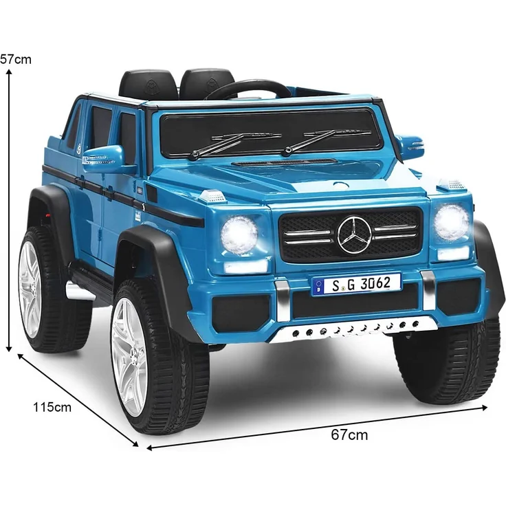 COSTWAY Mercedes Benz 12V Kinderauto mit 2,4G-Fernbedienung, Elektroauto mit MP3, Musik, Hupe und LED-Leuchten, Jeep Auto 2,5-5,5km/hm, Kinderfahrzeug f¨¹r Kinder von 3-8 Jahren (Blau) - Preisvergleich – Bild 6