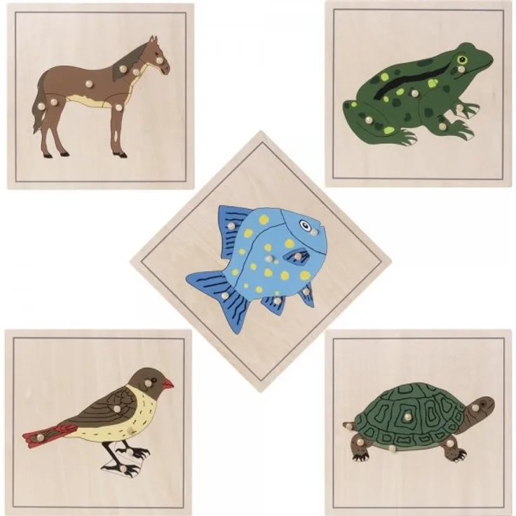 Montessori Tierpuzzles, 5er-Set, Spielzeug, Lernspielzeug, Steckpuzzle, NEU