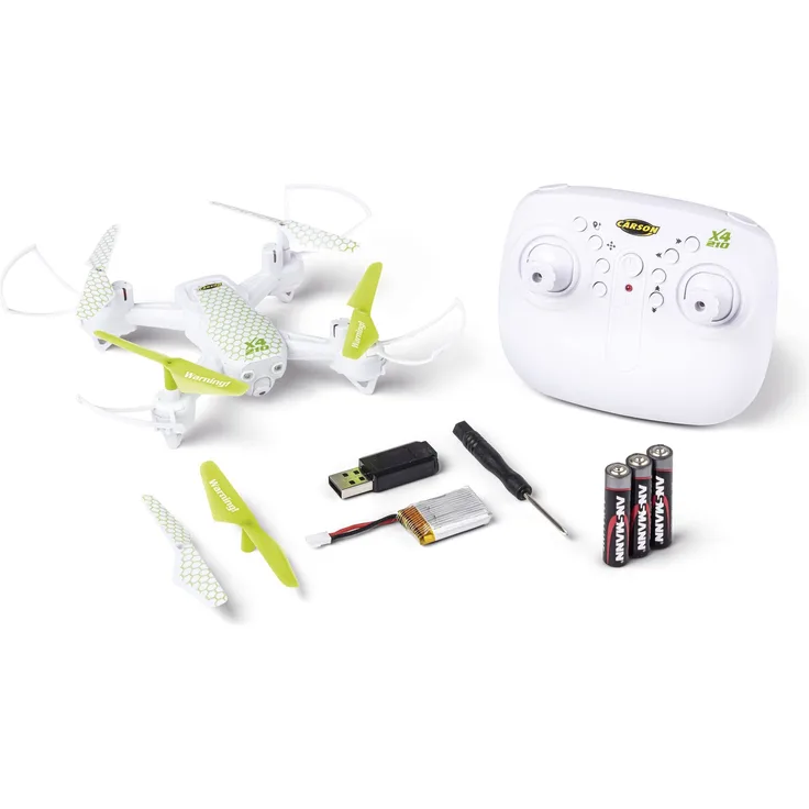 Carson 500507176 X4 Quadcopter 210 2,4GHz 100% RTF - 100% flugfertig, Ferngesteuerter, RC Quadcopter, inkl. Batterien und Fernsteuerung, Quadcopter für Kinder
