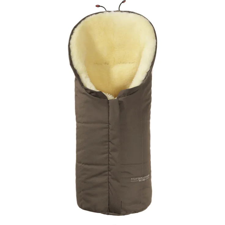 Hofbrucker Lammfell-Fußsack Eskimo für Babyschale, Kinderwagen und Buggy braun, universell einsetzbar