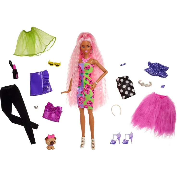 Mattel HGR60 - Barbie - Extra - Deluxe Puppe mit Styling-Zubehör und Tier – Bild 1