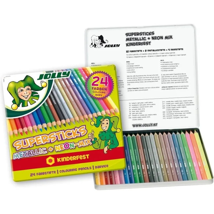 JOLLY, Farbstifte Metallicmix, Superstick Classic, 24er Etui, 3000