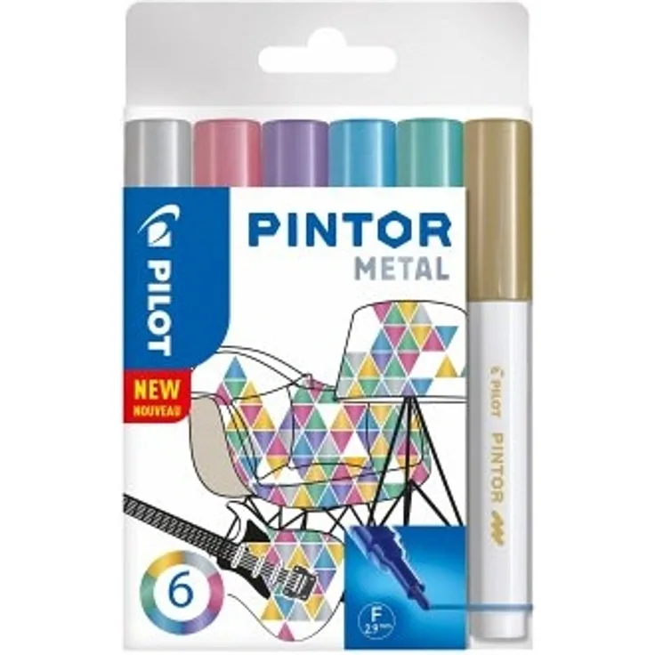 Pilot Pintor Metal 6 Stück(e) Blau Gold Grün Pink Silber Violett Rundspitze Gemischte Farben Rund 2 9 mm