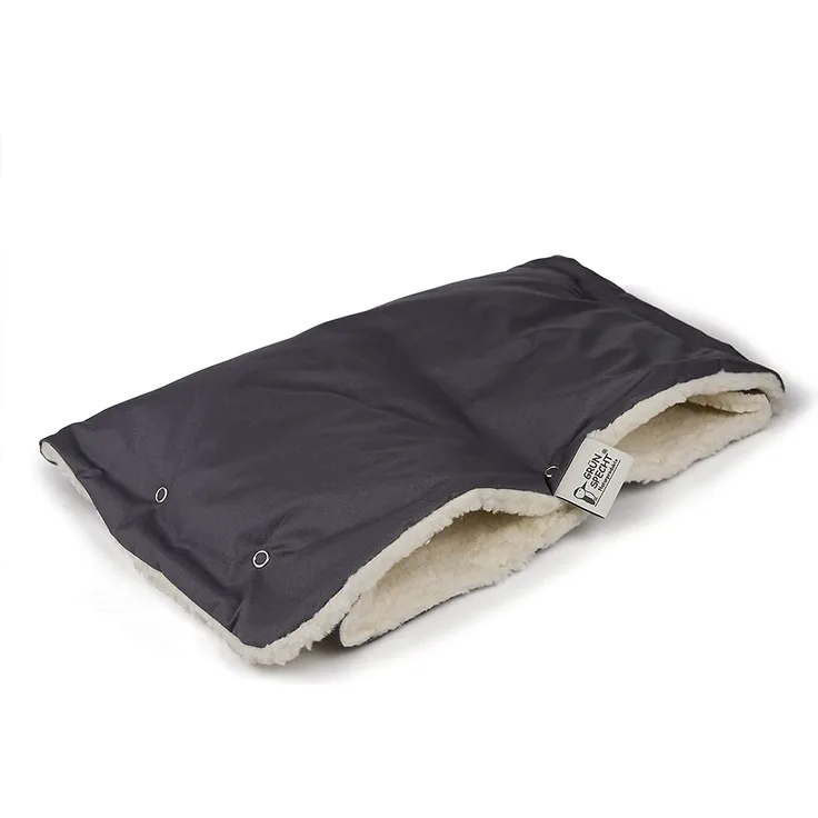 GRÜNSPECHT Kinderwagen-Muff, Handmuff aus 100% Baumwolle (kbA), imprägnierte Außenseite, wasserdicht, winddicht, Universalgröße, mit 10 Einmal-Wärmepads mit kompostierbarer Füllung (382-V1)