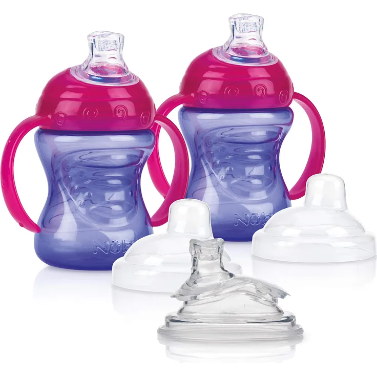 Nûby – 2 Becher, Violett & 2 Ersatzgläser, Rosa
