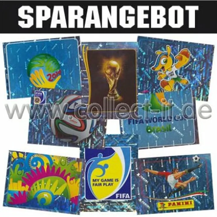 Panini WM 2014 - ALLE 8 ersten Glitzersticker (Sticker 000-007)