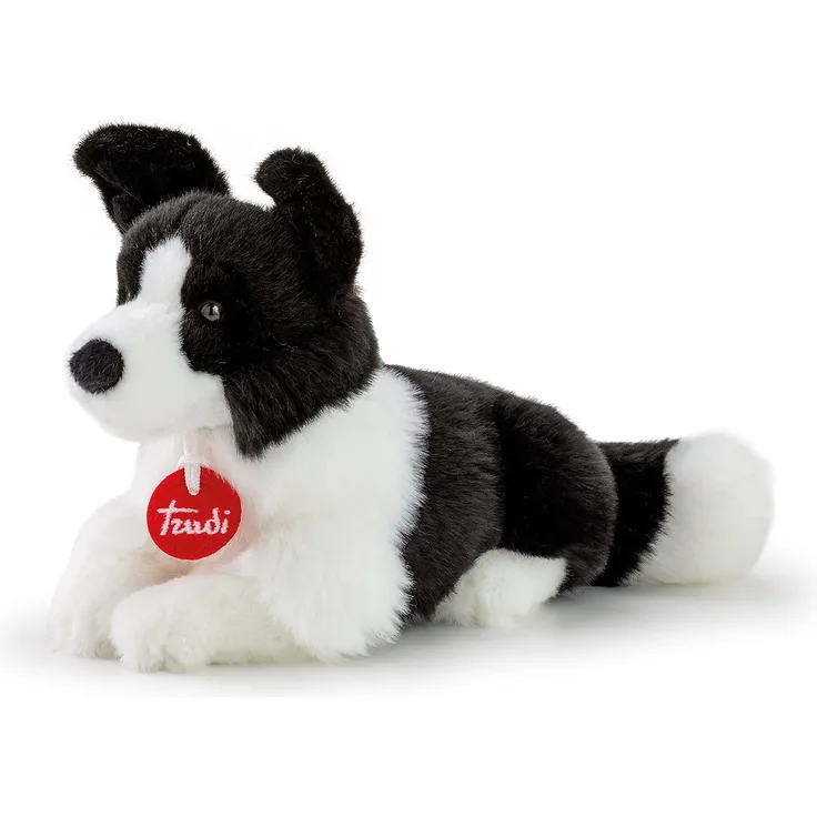 Trudi TUDN7000 Klassik Plüschtier Border Collie Scott ca. 25 cm lang, Größe S, hochwertiges Stofftier mit weichen Materialien, mit realistischen Details, waschbar, Kuscheltier für Kinder
