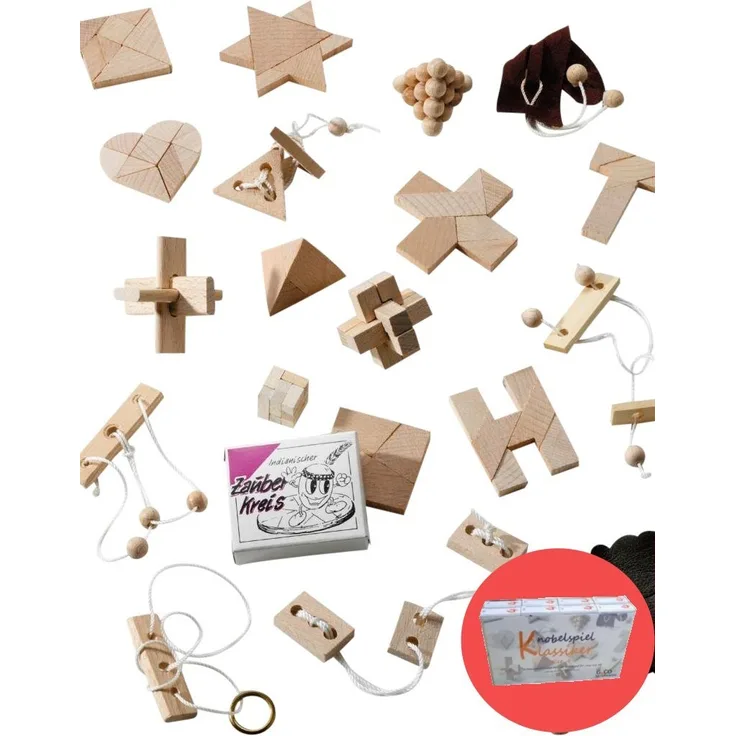 Knobelspiel Klassiker Sets - diverse Mitgebsel - 16 Spiele einzeln verpackt incl Lösung Geduldspiele Geschicklichkeitsspiele Puzzlespiel Knobelspiele (Set 4)