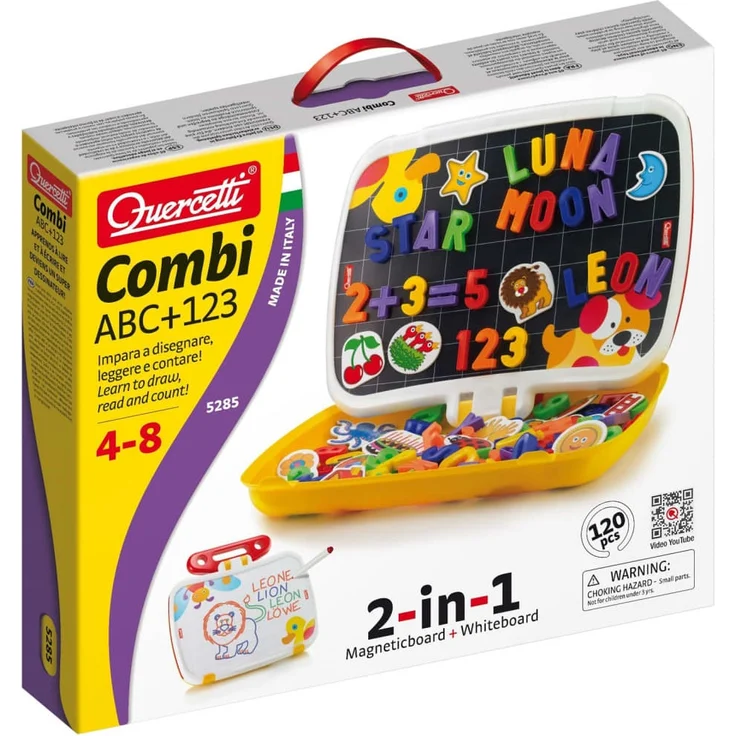 Quercetti 120-tlg. Magnetbuchstaben-Tafel Spielset Combi ABC+123 – Bild 5