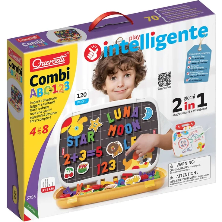Quercetti 120-tlg. Magnetbuchstaben-Tafel Spielset Combi ABC+123 – Bild 4
