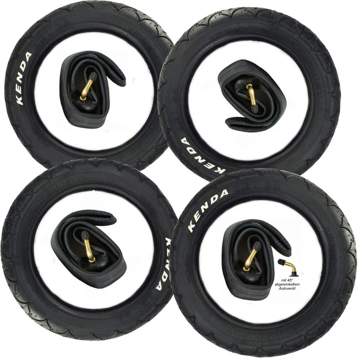 4x 12" Reifen 12. 1/2 x1. 75 x 2. 1/4 = 47-203 + 4x CBK-MS Schlauch mit 45° Winkel Autoventil für Kinderwagen usw