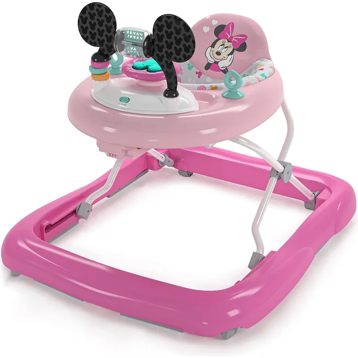 Bright Starts, Disney Baby, Minnie Mouse, Tiny Trek, Forever Besties, 2 in 1 Lauflernhilfe mit abnehmbarer Spielstation, Lichtern und Liedern, höhenverstellbar, Minnie Maus, 12825, pink