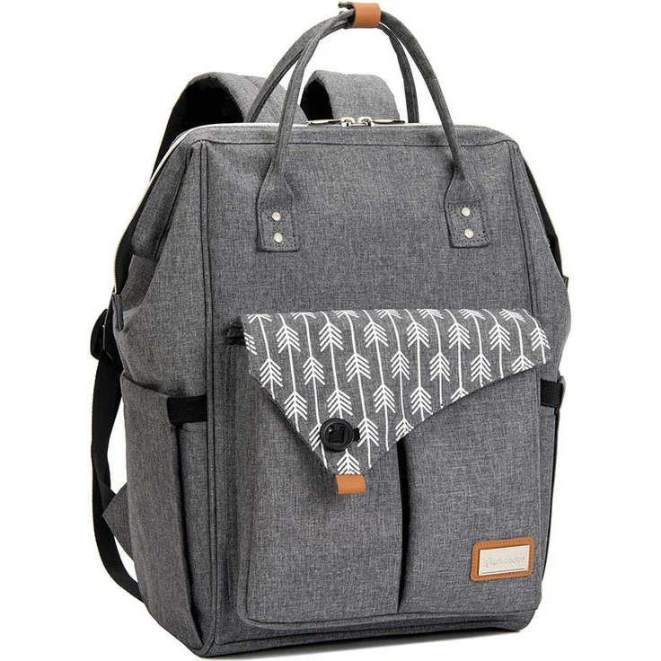Lekebaby Baby Wickelrucksack Wickeltasche mit Wickelunterlage Multifunktional Große Kapazität Babytasche Reisetasche für Unterwegs, Grau - Preisvergleich – Bild 1